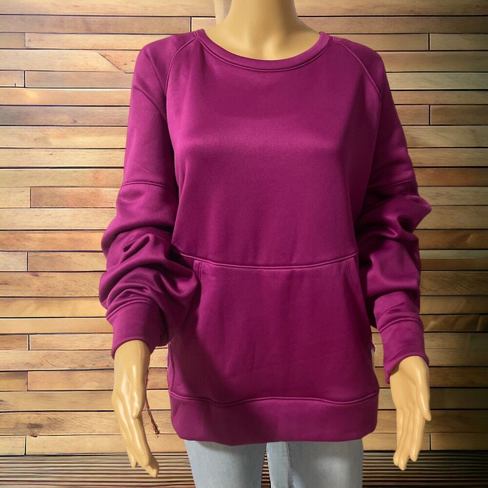 Xersion Women's Berry Purple Crew Neck Fleece Sweatshirt SZ/3X